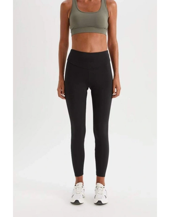 Fit Yüksek Bel Beli Saran Esnek Basic Düz Sporcu Tayt B4147ax25sp