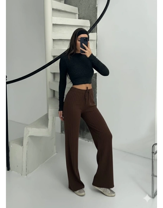 Fitilli şardonlu pantolon kahve a4058