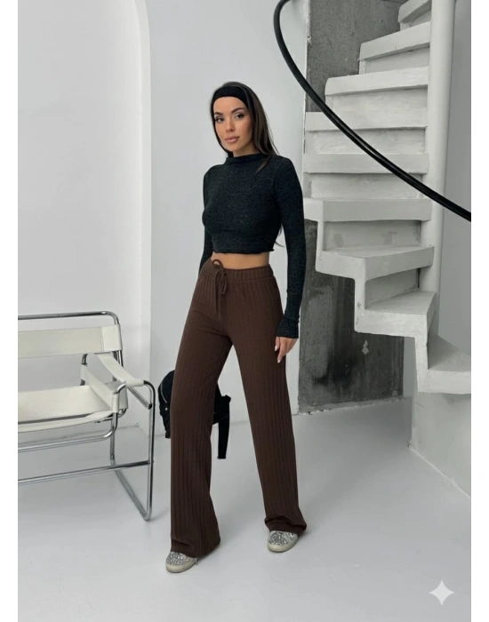 Fitilli şardonlu pantolon kahve a4058