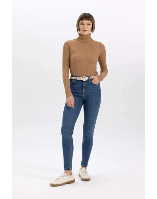 Fitted Balıkçı Yaka Basic Düz Triko Kazak