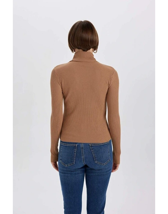 Fitted Balıkçı Yaka Basic Düz Triko Kazak