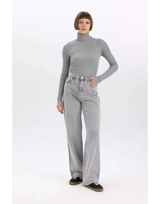 Fitted Balıkçı Yaka Basic Düz Triko Kazak