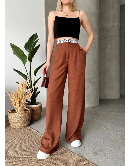 Flamlı kahve pantolon