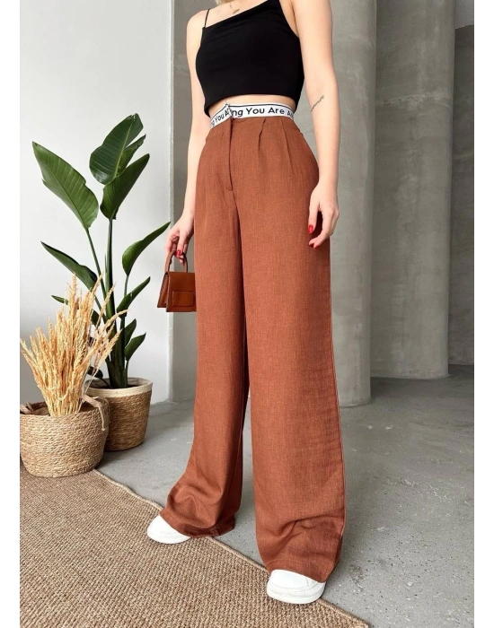 Flamlı kahve pantolon