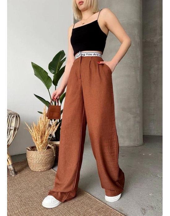 Flamlı kahve pantolon