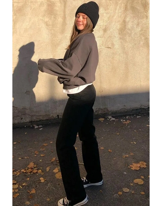 Füme Bisiklet Yaka Basic Sweatshirt MG1559