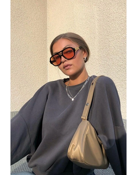 Füme Bisiklet Yaka Basic Sweatshirt MG1559