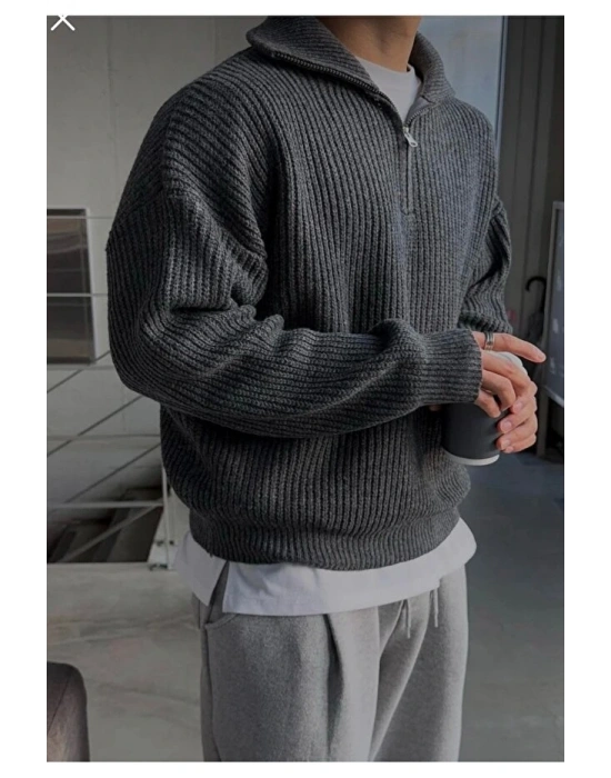 Füme erkek salaş oversize triko kışlık kazak premium kalite