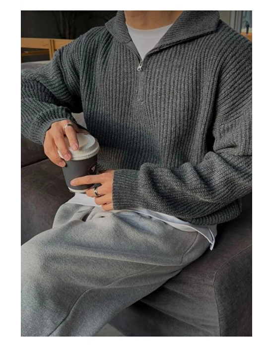 Füme erkek salaş oversize triko kışlık kazak premium kalite