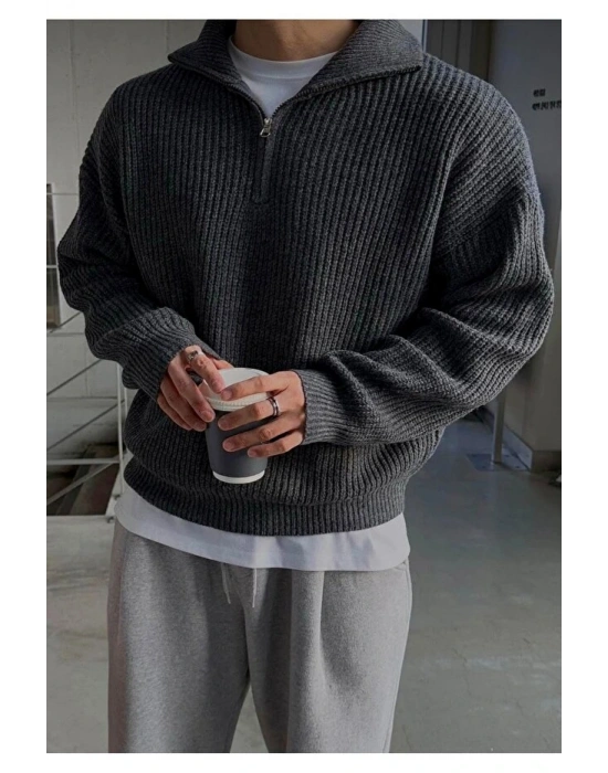 Füme erkek salaş oversize triko kışlık kazak premium kalite