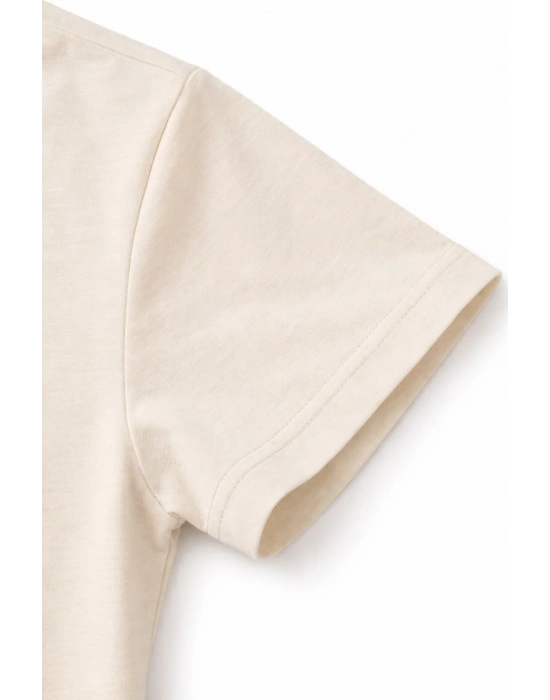 Genç Erkek Çocuk V Yaka Tişört Yazlık Model Günlük Basic Body - Taş