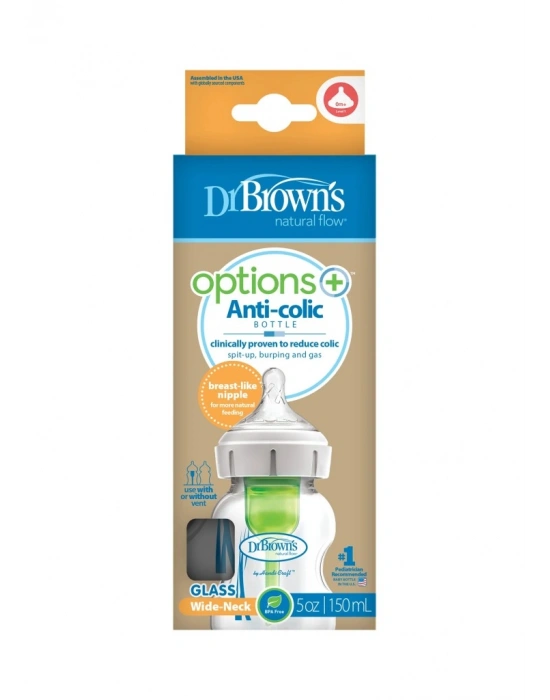 Geniş Ağız Anti Kolik Options+ Cam Biberon 150 ml