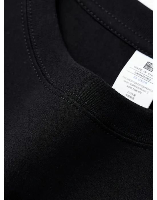 Geniş Kesim Pamuklu Tişört - GANDHI The Project Baskılı, Siyah, Rahat Kesim, Kısa Kollu, Günlük Kıyafet, Her Gün Giyilebilecek Tişört- Siyah