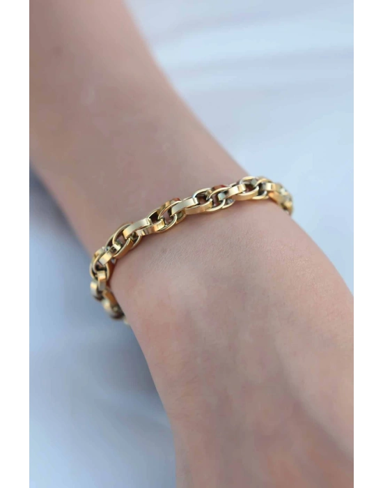 Gold Renk Çelik Zincir Kadın Bileklik
