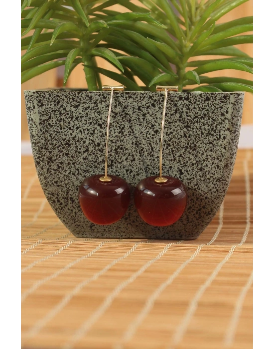 Gold Renk Kiraz Model Kadın Küpe