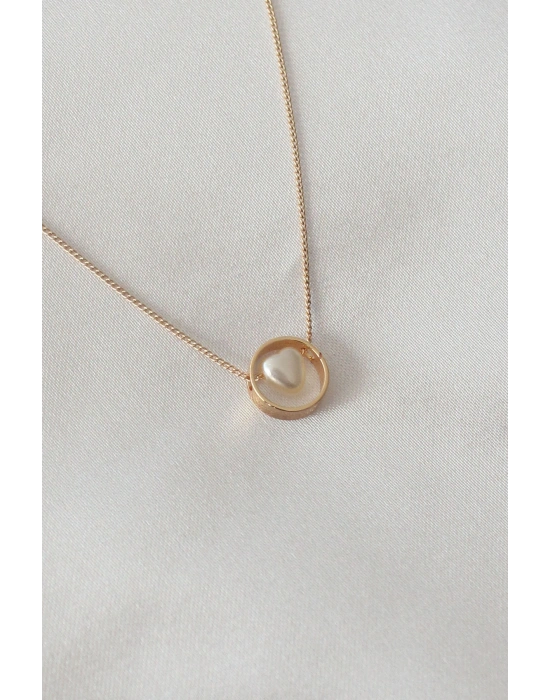 Gold Renk Minimal Kalp Figür Kadın Kolye