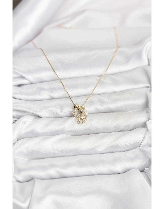 Gold Renk Pirinç Minimal Kelebek Charmlı Kadın Kolye