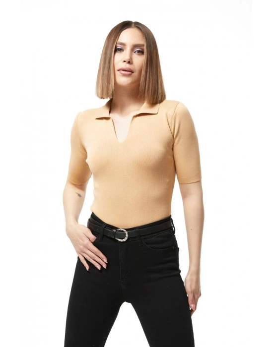 Gömlek yaka yazlık triko bluz