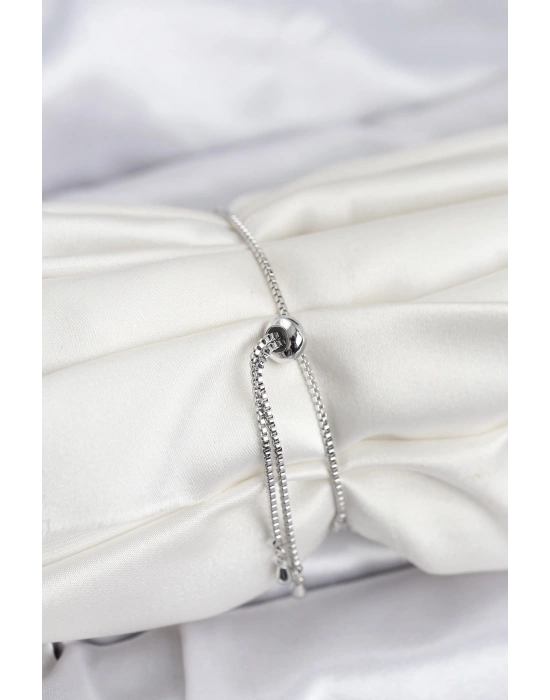 Göz Model Zirkon Taşlı Gümüş Renk Asansörlü Su Yolu Bileklik