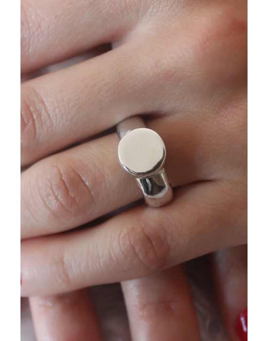 Gümüş Renk Daire Model Kadın Yüzük