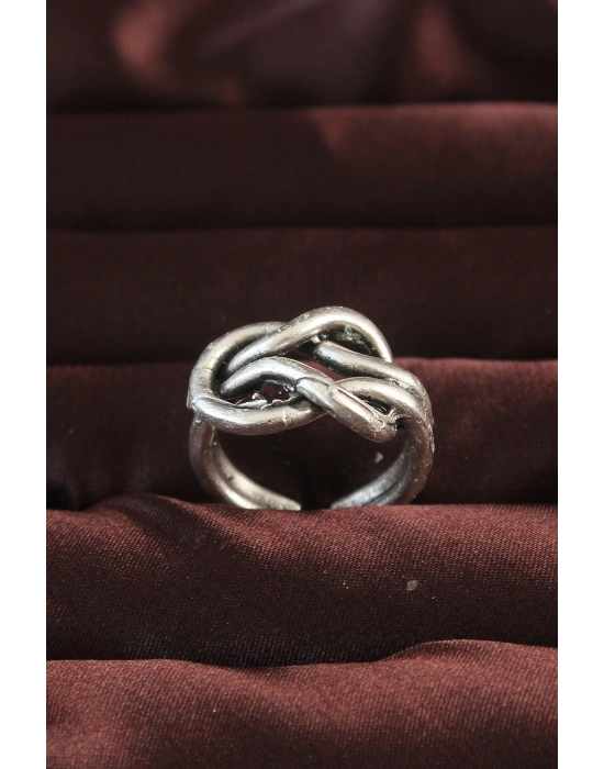 Gümüş Renk Düğüm Model Ayarlamalı Erkek Yüzük