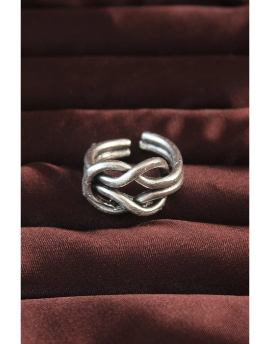 Gümüş Renk Düğüm Model Ayarlamalı Erkek Yüzük