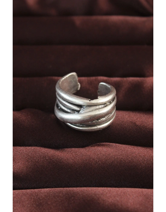 Gümüş Renk Kaburga Model Ayarlamalı Erkek Yüzük