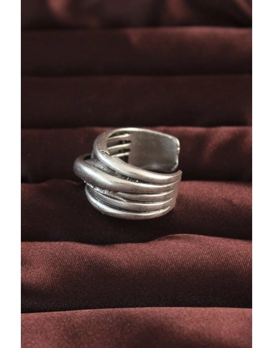 Gümüş Renk Kaburga Model Ayarlamalı Erkek Yüzük