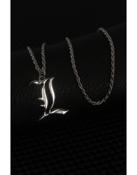 Gümüş Renk L Harf Erkek Kolye