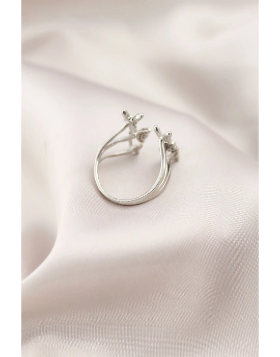 Gümüş Renk Metal Kelebek Model Kadın Yüzük