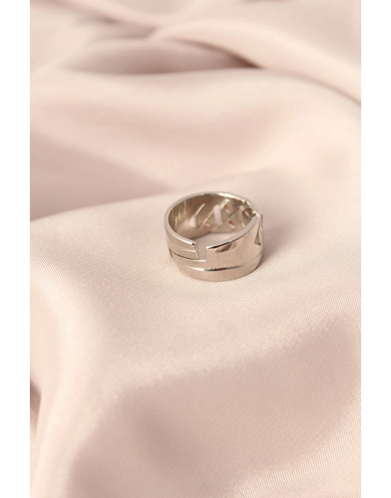 Gümüş Renk Metal Taşlı Model Ayarlanabilir Kadın Yüzük