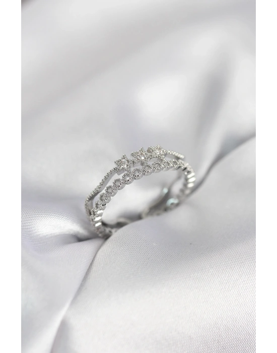 Gümüş Renk Minimal Yıldızlı Model Kadın Yüzük