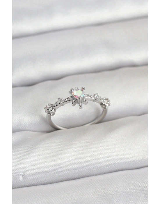 Gümüş Renk Pirinç Yıldız Model Kadın Yüzük