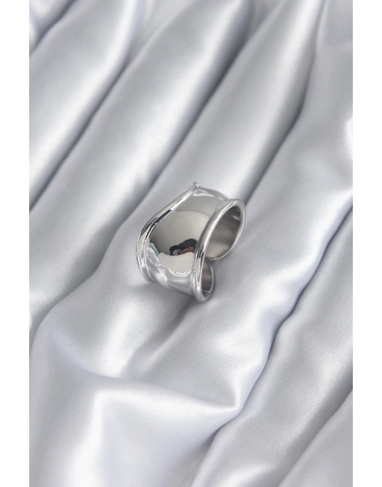 Gümüş Renk Plaka Kadın Yüzük