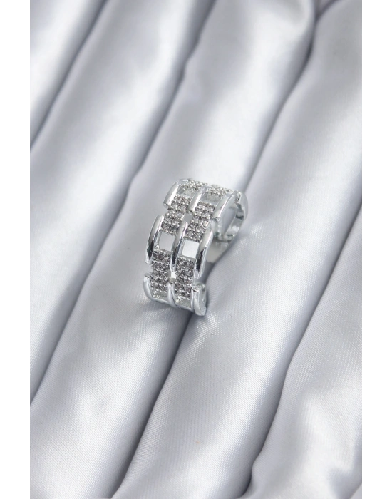 Gümüş Renk Zirkon Taşlı Kemer Model Kadın Yüzük