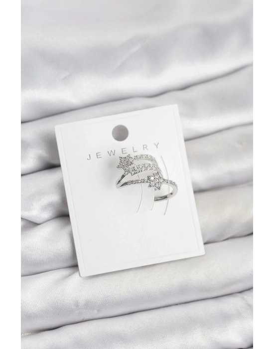 Gümüş Renk Zirkon Taşlı Yıldız Model Kıkırdak Earcuff Küpe