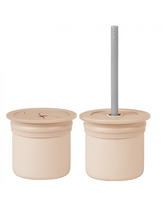 Ham+Hüp Pipetli Silikon Bardak Seti Bubble Beige / Powder Grey