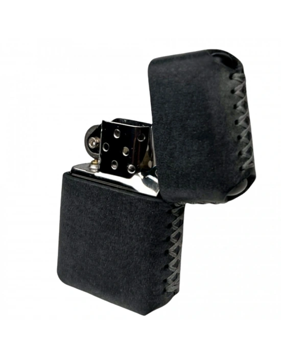 Handmade El Yapımı Hakiki Deri Zippo Modeli Çakmak - AG02001 - Antrasit