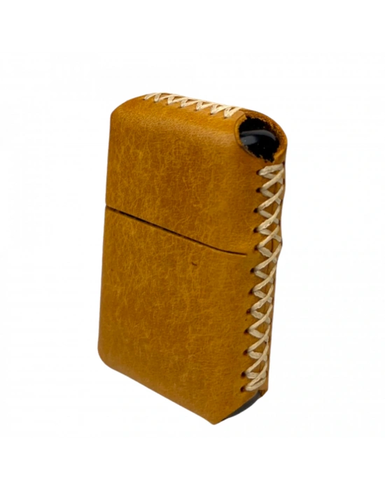 Handmade El Yapımı Hakiki Deri Zippo Modeli Çakmak - AG02001 - Camel