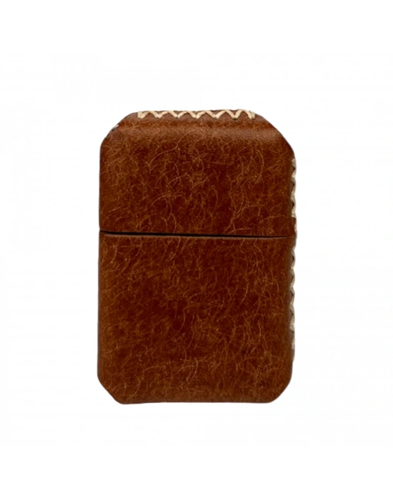 Handmade El Yapımı Hakiki Deri Zippo Modeli Çakmak - AG02001 - Kahverengi