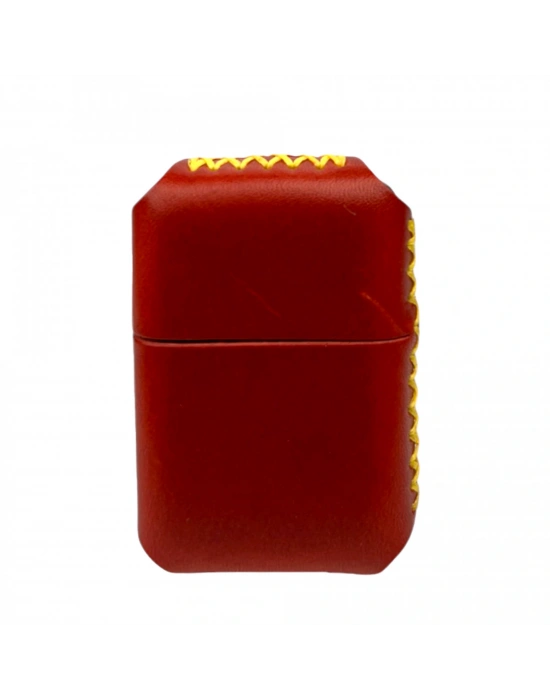Handmade El Yapımı Hakiki Deri Zippo Modeli Çakmak - AG02001 - Kırmızı