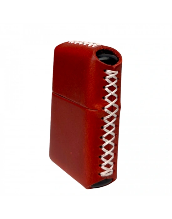 Handmade El Yapımı Hakiki Deri Zippo Modeli Çakmak - AG02001 - Kırmızı