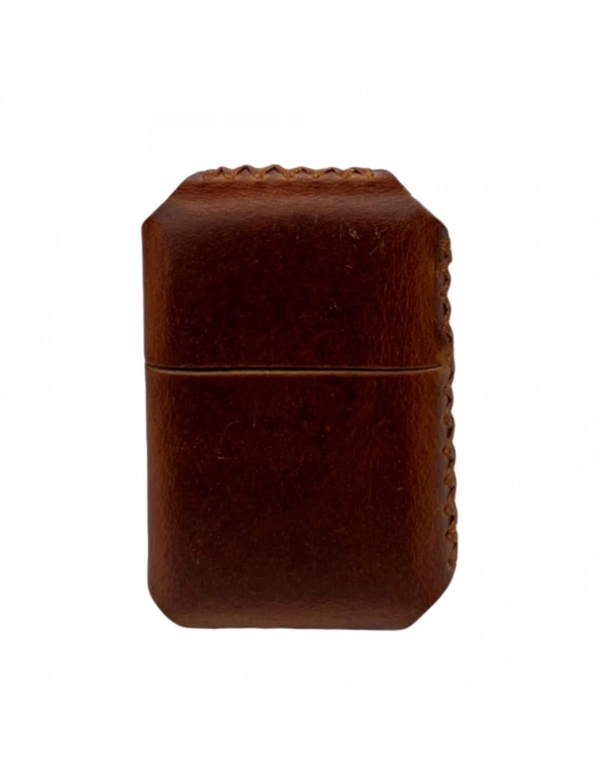 Handmade El Yapımı Hakiki Deri Zippo Modeli Çakmak - AG02001 - Koyu Kahverengi