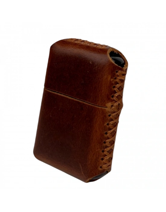 Handmade El Yapımı Hakiki Deri Zippo Modeli Çakmak - AG02001 - Koyu Kahverengi