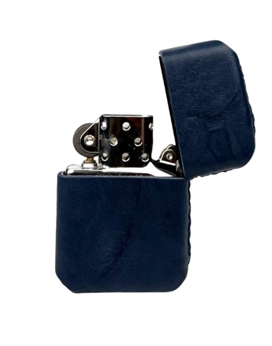 Handmade El Yapımı Hakiki Deri Zippo Modeli Çakmak - AG02001 - Lacivert