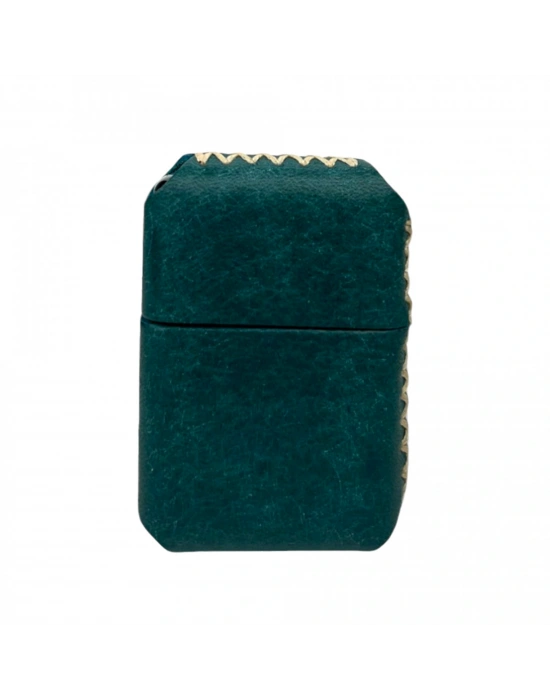 Handmade El Yapımı Hakiki Deri Zippo Modeli Çakmak - AG02001 - Petrol Yeşili