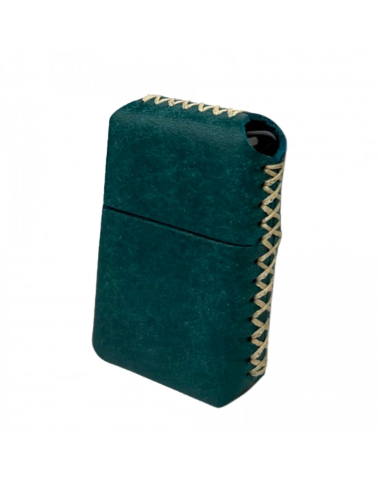 Handmade El Yapımı Hakiki Deri Zippo Modeli Çakmak - AG02001 - Petrol Yeşili