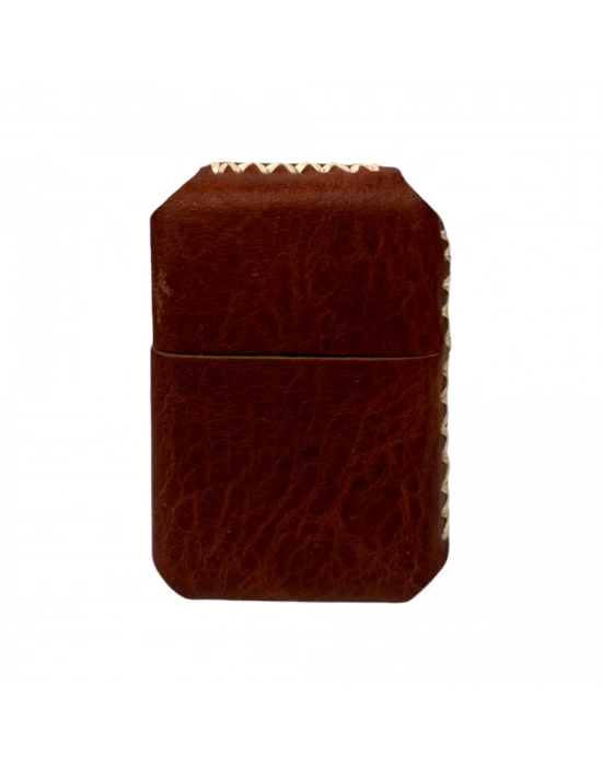 Handmade El Yapımı Hakiki Deri Zippo Modeli Çakmak - AG02001 - Tobacco