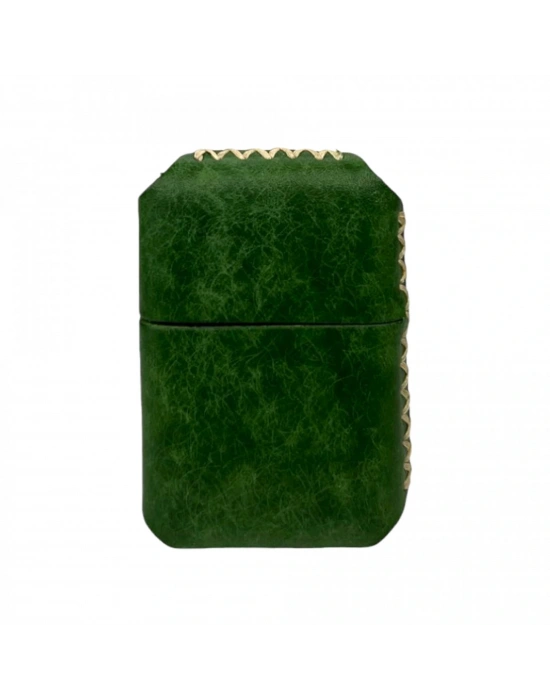 Handmade El Yapımı Hakiki Deri Zippo Modeli Çakmak - AG02001 - Yeşil