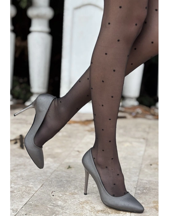 Hillar Platin Saten Stiletto Ayakkabı